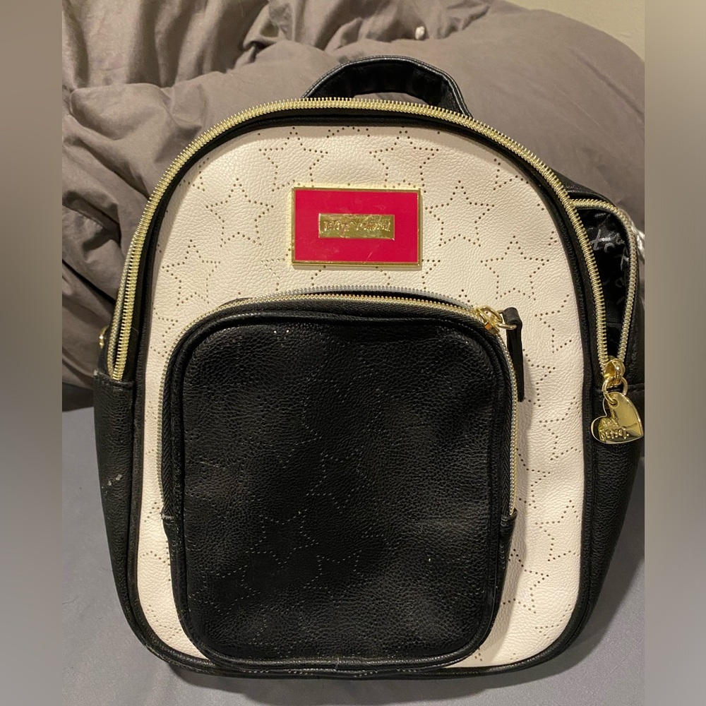 Betsey Johnson Festival Backpack Black and White Good Used Condition